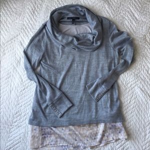 WHBM Gray Cowlneck Lightweight Sweater
